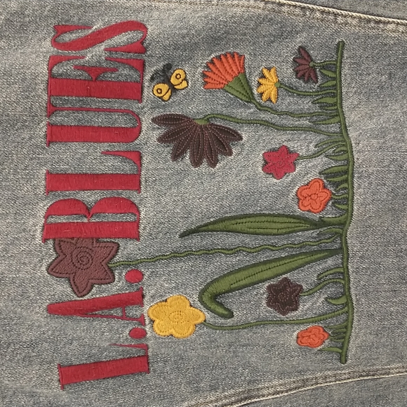 Vintage Denim Jacket L.A. Blues Embroidered Short lk Crop Plus Size 23/24 XL Zip - Picture 2 of 12